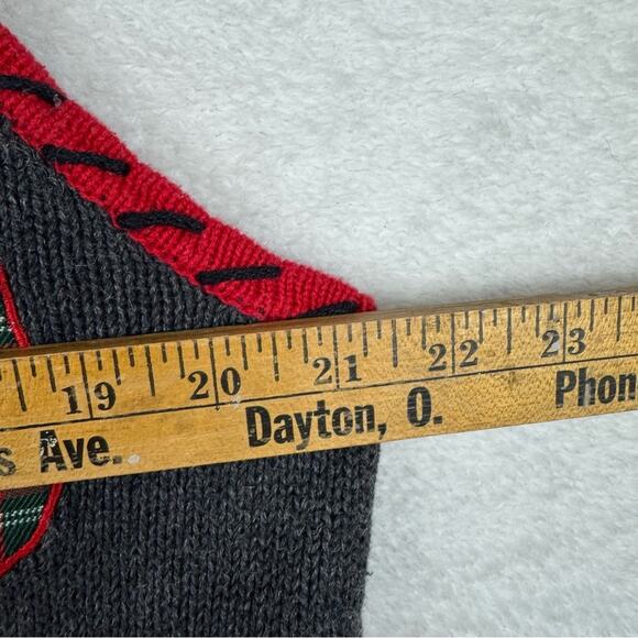 Vintage Holiday Grannycore Knit Zip Front Vest L Festive Ugly Christmas Sweater - Picture 12 of 13